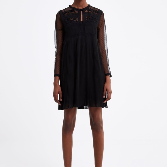 zara Dresses & Skirts - Zara women pleated black dress combined pleated